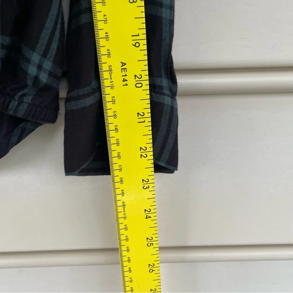 MADEWELL Plaid Black Green Collared Wrap Front Top Small - Picture 9 of 9